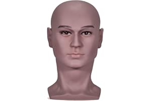 BLTYXT PVC Male Mannequin Head Professional Manikin Training Head for Display Headphone Game Console Hats Wigs Jewellery Glasses Facemask Caps Model Head (L30-101)