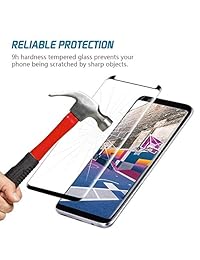 AILIBOTE Glass Screen Protector for Samsung Galaxy S9,[2 Pack]3D Curved Tempered Glass, Dot Matrix with Easy Installation Tray, Case Friendly(Black)