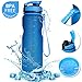Sports Water Bottle with Filter & Strap, SOKLIT Portable BPA Free Drinking Cup 36oz/1000ml, Flip Top Leak Proof - 0.51lb Plastic Bottles for Gym Outdoor Hiking Camping Height 11'' Diameter 2.95'' Blue