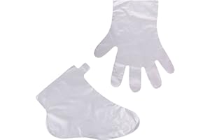 N-KONGJIAN 100PCS Feet Covers Bags and 100PCS Hands Covers Bags with Stickers, Paraffin Wax Liners for Feet Hands, Large Thermal Therapy Plastic Socks Liners for Foot Hands Pedicure Hot Spa Wax Treatment