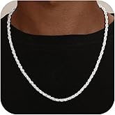 HIMSTORY 2.5/3/4 mm Rope Chain Necklace for Men - 925 Sterling Silver Chain for Men Necklaces Jewelry Gifts for Father Boyfriend Husband