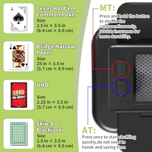 Melangeur de Carte Électronique Rechargeable, 2000mah Batterie Rechargeable Melangeur Carte, Mélangeur de Cartes à Jouer Rapide Mélangeur de Cartes à Faible Bruit pour UNO Poker Skyjo Skip-Bo