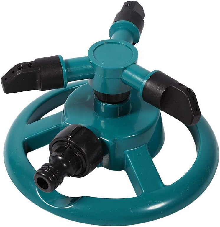 ViaGasaFamido Automatic 360° Rotating Lawn Sprinkler with 3 Nozzle Watering System for Garden Irrigation and Full Circle Coverage