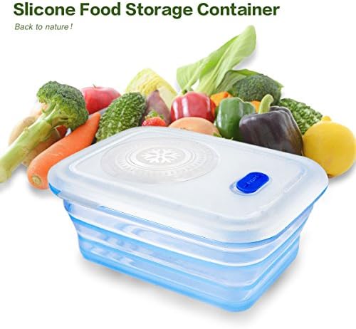 Partita Silicone Food Storage Containers,660ml Collapsible Food Storage Containers With Lids PBA Free for Diet Food,Baby Food,Dishwasher Freezer to Microwave Safe Blue