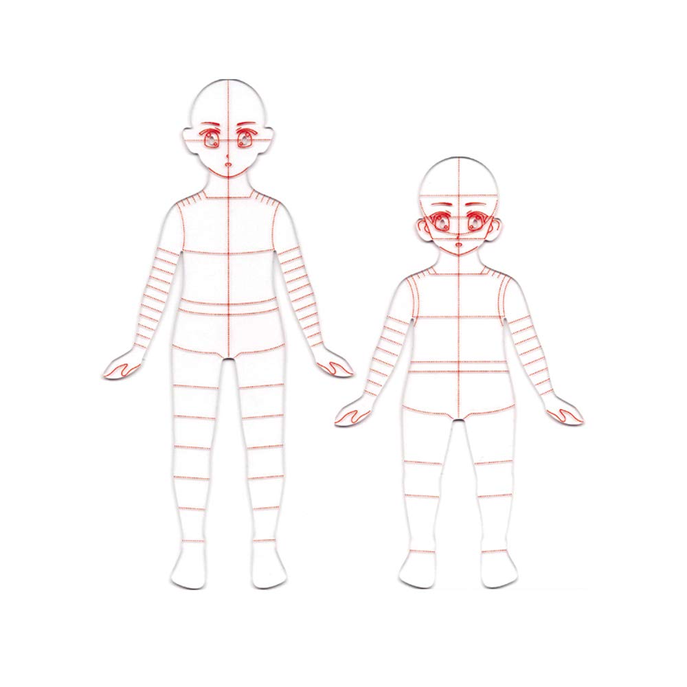 2Pcs Child's French Curve Ruler Sewing Humanoid Patterns Design, Clothing Measuring French Curve Rulers A4 Pattern Paper Draft Drawings