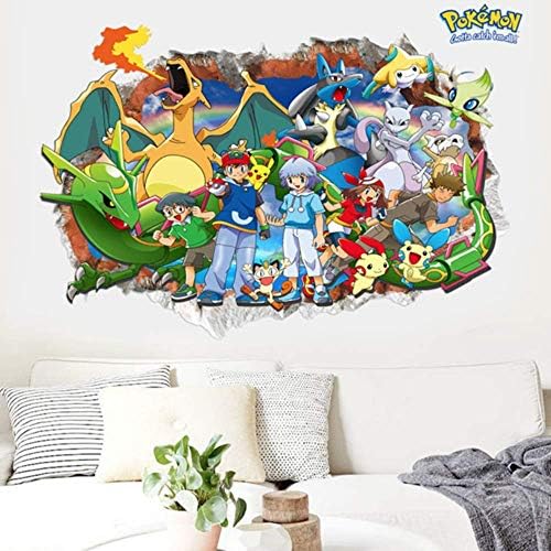 3D Print Pokemon Childrens Wall Sticker Smash Wall Pocket Monster Dark Star Glow Sticker Bundle
