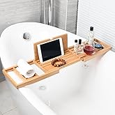 YIQXKOUY Bamboo Expandable Bathtub Tray Bathtub Caddy Tray Bathtub Shelf Bathtub Storage Rack Wooden Tub Organizer & Holder f
