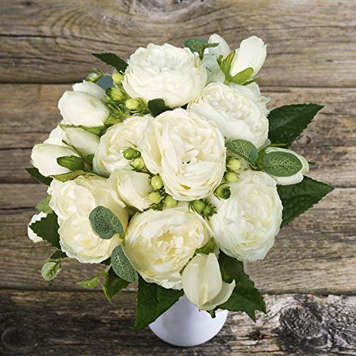 image for Schliersee Artificial Flowers Peony Silk Fake Flower Bouquet for Home 