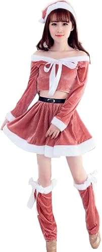 Amazon 4色入り クリスマス コスチューム サンタ コスプレ サンタコス クリスマス サンタクロース コスチューム ４点セット セクシーサンタ ミニスカサンタ ミニスカート ピンク コスプレ 仮装 通販