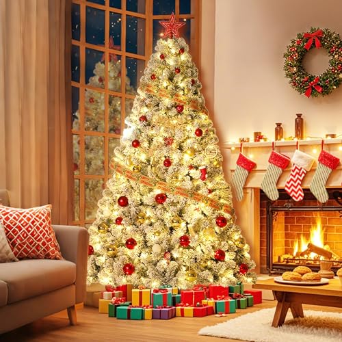 Photo 1 of **************MISSING PARTS, INCLUDING THE STAND***************
GarveeHome 9 ft Prelit Artificial Christmas Tree with Warm White Lights, Snow Flocked Full Xmas Tree with 1800 Branch Tips, 900 LED Lights & Foldable Stand, Green & White Christmas Decoration