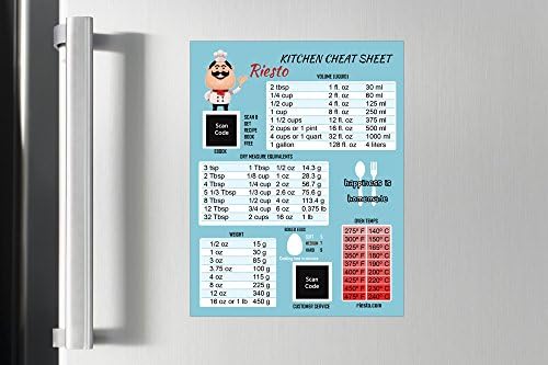 Magnetic Kitchen Conversion Chart for - Converting Metric Imperial Liquid Dry Weight Temperature (Cooking Baking)