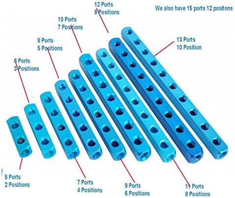 Threaded Ports 1/4" PT 2 3 4 5 6 7 8 9 10 12 Way position ports Duct Blowgun Airflow Air Outlets Inline Air Compressor Quick CONNECTOR Coupler Air Hose pump airbrush aluminum Manifold Splitter Block