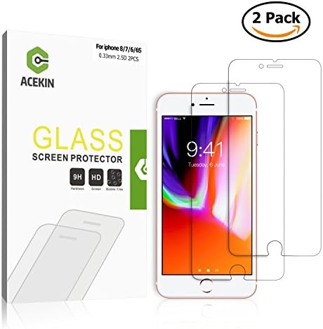 iPhone 8, 7, 6s, 6 Screen Protector, ACEKIN Tempered Glass Screen Protector for iPhone 8, iPhone 7, iPhone 6s, iPhone 6 [4.7 inch], 2-Pack