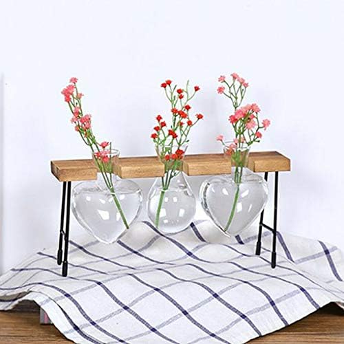 NATFUR Hydroponic Fower Pot Flower Plant Succulent Pot Wooden Display Stand Holder