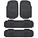 BDK Heavy Duty VAN SUV Rubber Floor Mats - 4 Pieces 3 Rows Full Set - All Weather Trimmable Mat (Black) - MT-713-711-BK