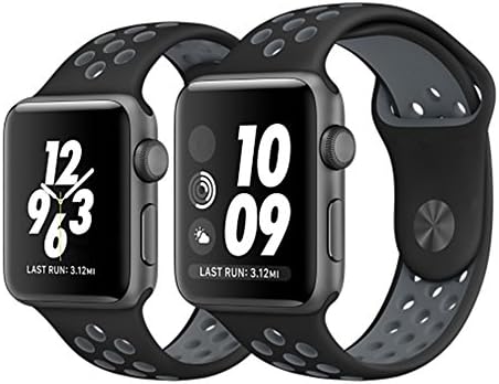 Apple Watch Band - JetKicks 42MM Soft Silicone Nike+ Sport Style Replacement (Black/Grey)