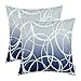 CaliTime Pack of 2 Soft Canvas Throw Pillow Covers Cases for Couch Sofa Home Decor Modern Gradient Ombre Circles Rings Both Sides 18 X 18 Inches Gray to Navy Blue