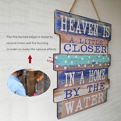 Evursua Rustic Wood Wall Signs Home Decor Wall Art Plaques Hanging Decorative Farmhouse Door Sign 12 x16,Family Rules or Sayings (Blue)