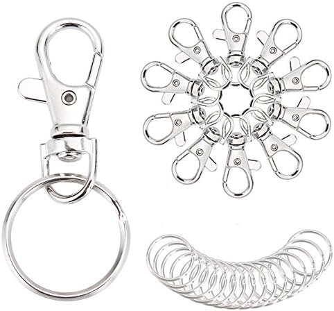 Heirtronic 100 Pieces Metal Swivel Lobster Clasps Lanyard Snap Hook with Key Rings