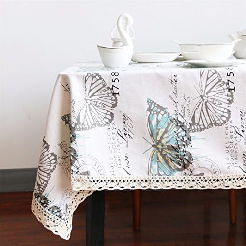 Butterfly Tablecloth Cotton Linen Dinner Table Cloth Insect Macrame Decoration Lacy Table Cover Pastoral Washable 100cmx140cm
