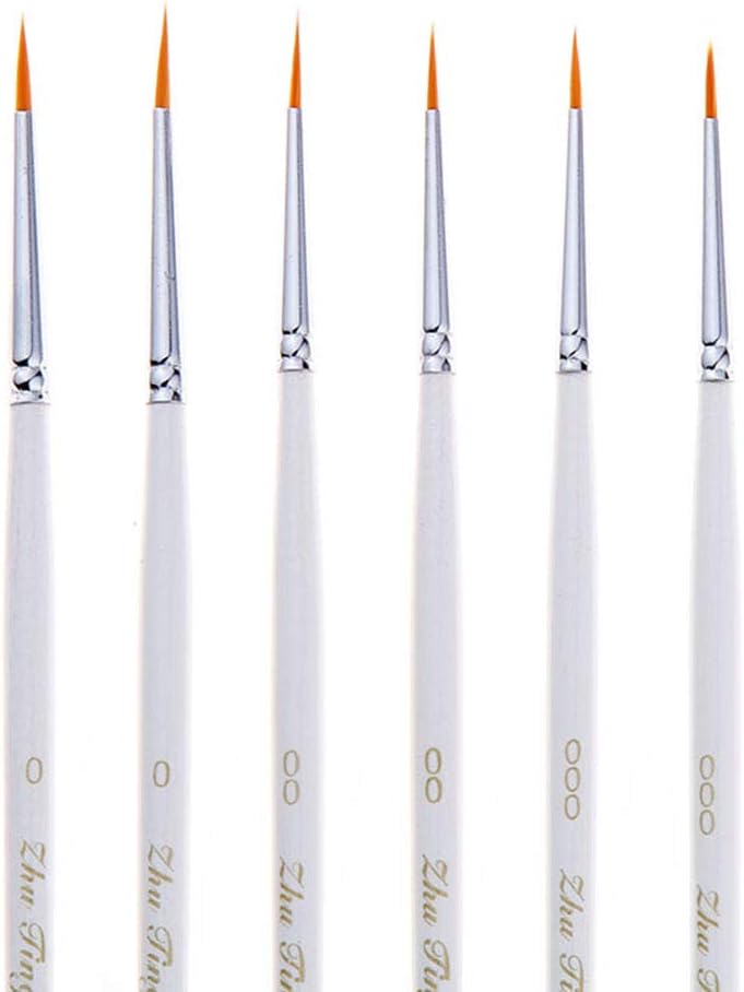 GUAngqi Fine Detail Paint Brush Set Artist Miniature Paint Brushes for Acrylic Watercolor Oil - Miniatures Models Airplane Kits, 6 Pcs