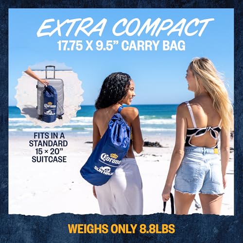 Sun Ninja Limited Edition Corona Beach Tent Sun Shelter, Easy pop up UPF50+ Beach Shade Canopy, 10X10 Portable Sunshade, Outdoor Cabana with Carry Bag for Picnics, Camping, Fishing