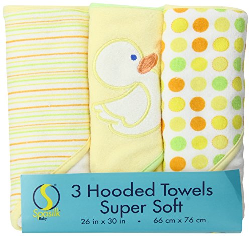 Spasilk 3 pack Soft Terry Hooded Towel Set, Yellow