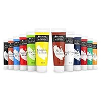 Castle Art Supplies Large Acrylic Paint Set - 12 Big 75ml Tubes for Beginners, Artists or Students - for Canvas, Wood, Ceramic, Fabric and Nail Art (12 75ml Tubes)