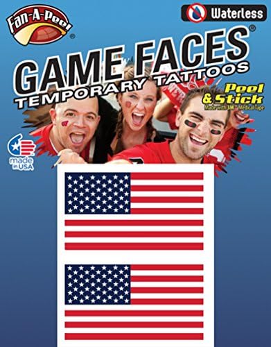 Fan A peel 2 Peel & Stick American Flag USA Temporary Tattoos Patriotic Pride Stars & Stripes