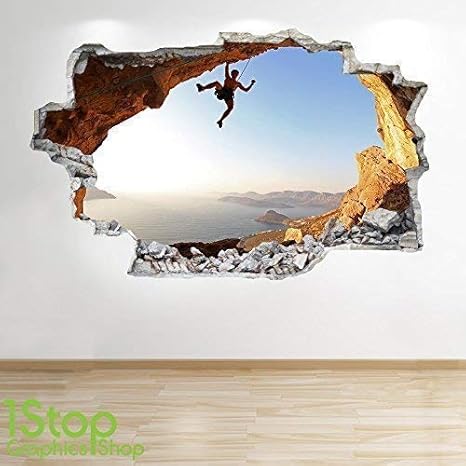 Rock Climbing Wall Sticker 3d Look Boys Kids Bedroom
