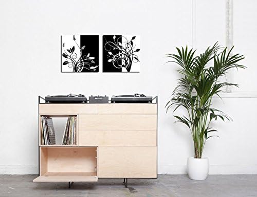 Spirit Up Art Huge Canvas Print Wall Art Black and White Abstract Art Trees Pictures Modern Home Decoration Painting set of 2 Each is 50*50cm, Stretched and Framed, Ready to Hang #cy-58
