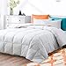 Ubauba All-Season Down Comforter 100% Combed Cotton Hypoallergenic Quilted Feather Comforter with Corner Tabs. Lightweight Goose Down Duvet Insert or Stand-Alone Comforter - Queen/Full 90x90