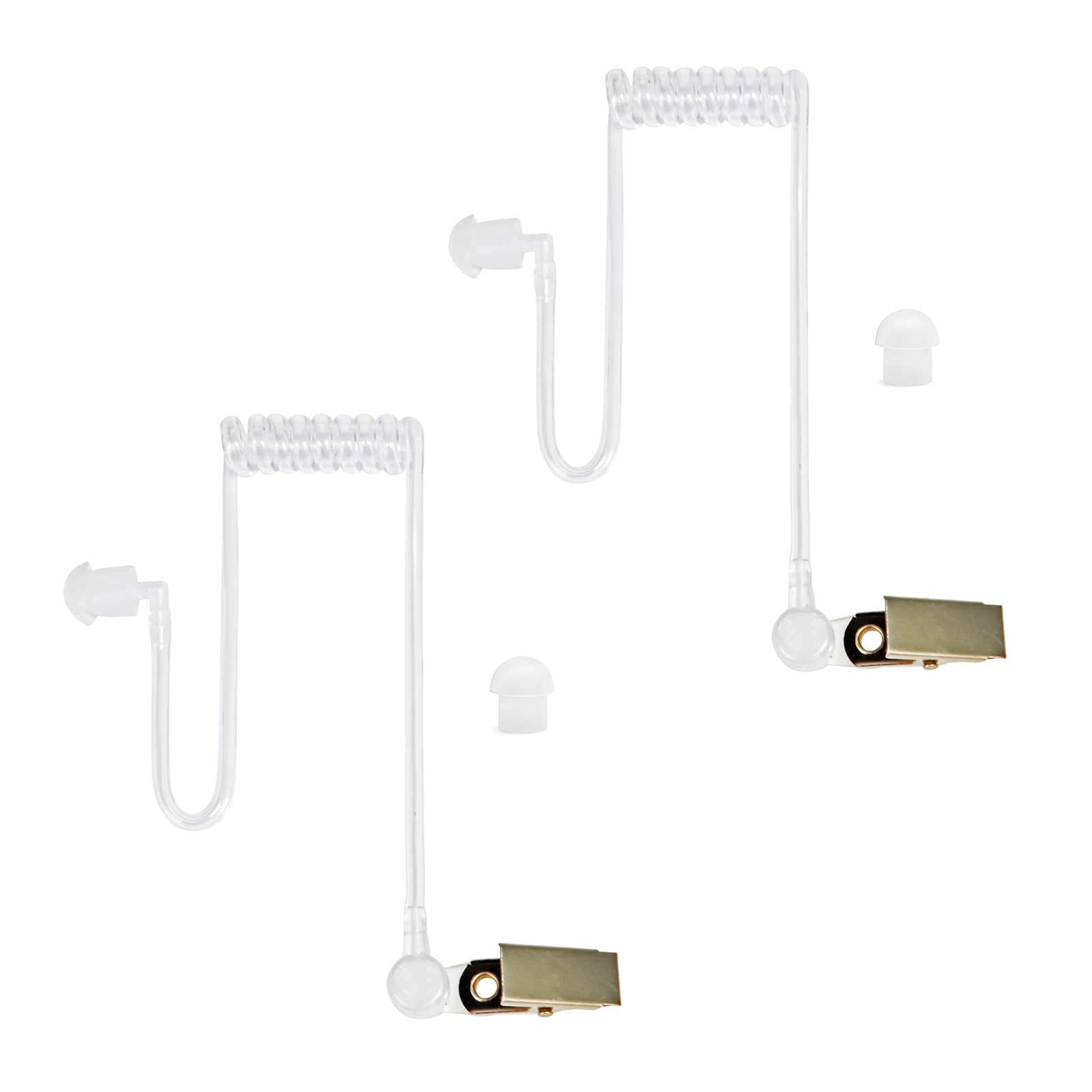 HYSHIKRA Replacement Covert Acoustic Air Coil Audio Tube Compatible with Retevis Motorola Kenwood Baofeng Walkie Talkie, with Clip, Security Earpiece Headset (Transparent, 2 Pack)