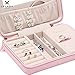 JL LELADY JEWELRY Small Jewelry Box Travel Jewelry Case Portable Faux Leather Jewelry Boxes Ring Box Earring Holder with Mirror for Women Girls (Pink)