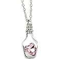 Shulemin Necklaces for Women Pendant Fashion Jewelry Valentine Gift Necklace Minimalistic Alloy Heart-shaped Faux Crystal Bottle Choker Beaded Necklace Set Gift for Her