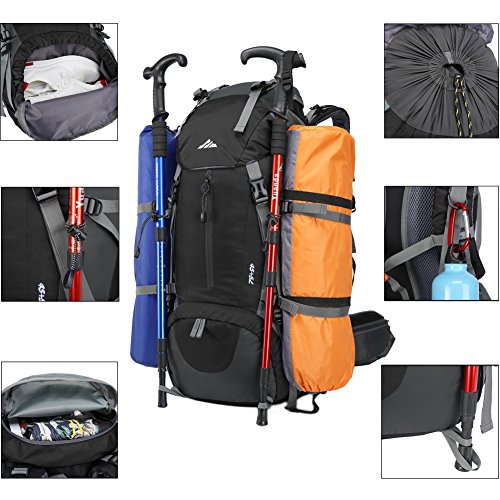 Hiking Backpack 50L Waterproof Camping Backpack with Rain Cover for Travel