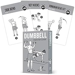 Dumbbell Exercise Cards Home Gym Workouts Strength Training Building Muscle Total Body Fitness Guide Workout Routines Bodybuilding Personal Trainer Large Waterproof Plastic 3.5