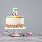 Unique Vibrant Rainbow Border Number 5 Birthday Candle 7cm x 12cm view 2