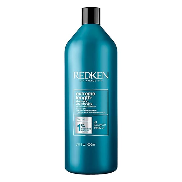 REDKEN EXTREME LENGTH SHAMPOO FOR DAMAGED HAIR – PREVENTS BREAKAGE AND STRENGTHENS HAIR, INFUSED WITH BIOTIN FOR HAIR GROWTH, 33.8 FL OZ