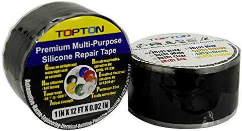 TOPTON Silicone Repair Tape Bonding Rescue Self Fusing Tape Waterproof 1in X 12ft (2pcs black)