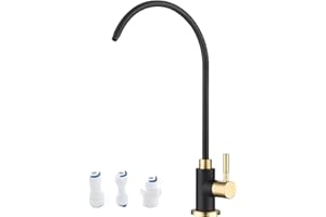 Apaix Black and Gold Reverse Osmosis Faucet, Matte Black and Brushed Gold, Non-Air Gap, 360° Swivel Spout, Easy to Install, S