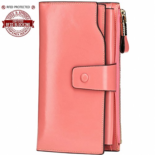 Itslife women s rfid blocking large capacity luxury wax genuine l…