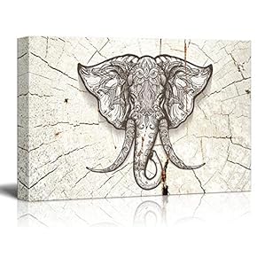 Rustic Elephant Head - Canvas Art