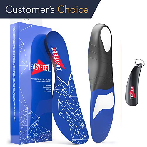 Plantar Fasciitis Arch Support Shoe Inserts Women & Men – Insoles For Men & Women- Orthotics Inserts For Flat Feet Foot & High Arch – Athletic Running Insoles Men – Work boots Insoles For Men blue