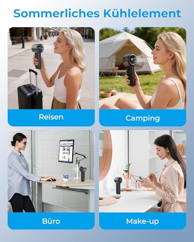 Handheld Fan with Spray Function - 16000 RPM, 5000 mAh Battery, 1-100 Continuously Adjustable, USB Rechargeable, Portable & Lightweight, Cooling Mini Fan with Fine Mist for Summer, Outdoor, Travel