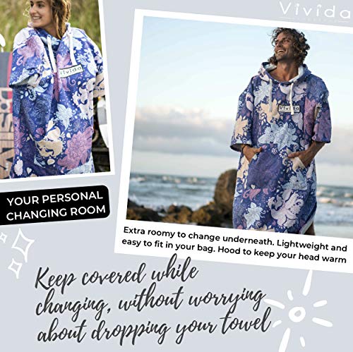 Vivida Lifestyle - Originele poncho met capuchon en droge veranderende badjas - badjas met sneldrogende stof, grote zak… - Image 5