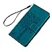 Badalink J5 Prime Case,Galaxy J5 Prime Case - Wallet Case Folio Stand Case 3D Embossed Tree PU Leather Case Shockproof TPU Inner Bumper Card Slots Hand Strap Slim-Fit Protective Cover Blue
