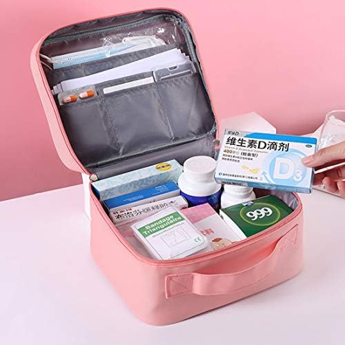 Zippered First Aid Bag Medication Organizer Emergency Empty Pouch Carrier with 5 Pockets Oxford Cloth Travel Medicine Pill Case with Handle Medical Embroidered Bags 9.84 x 7.87 x 5.31 inches (Pink) 2 Zippered First Aid Bag Medication Organizer Emergency Empty Pouch Carrier with 5 Pockets Oxford Cloth Travel Medicine Pill Case with Handle Medical Embroidered Bags 9.84 x 7.87 x 5.31 inches (Pink)