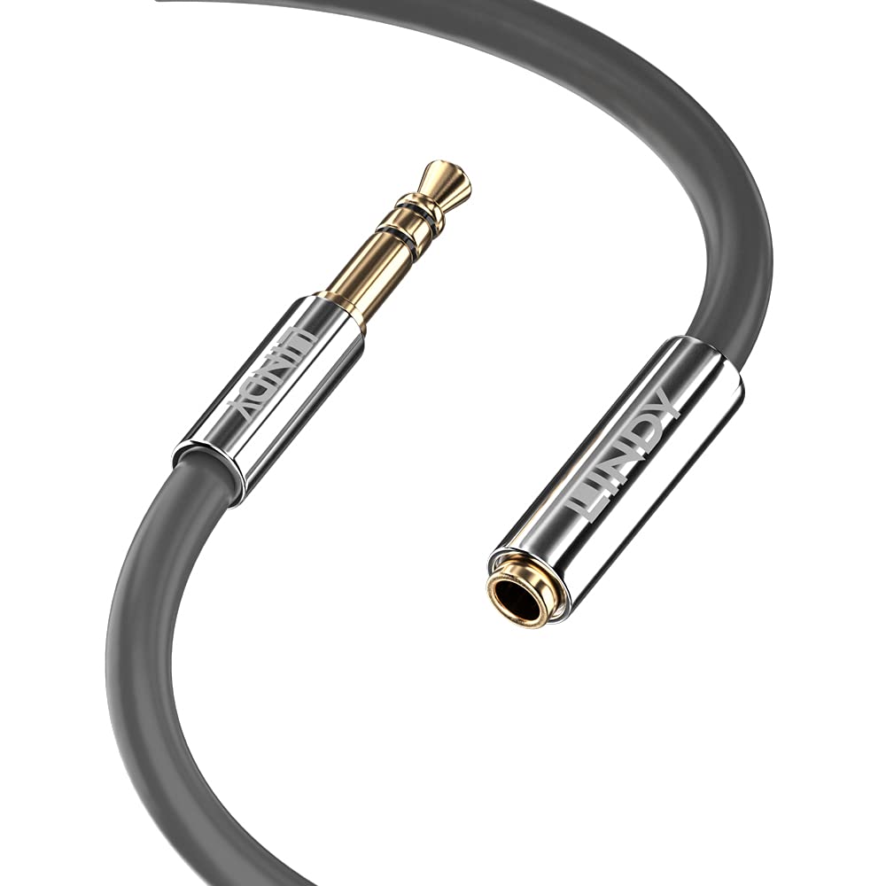 Lindy 3.5mm Extension Audio Cable, Cromo Line Grey, 1m