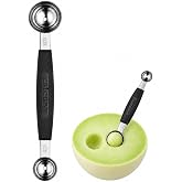 Melon Baller, Professional 18/8 Stainless Steel Dual Blades 22/30-Millimeter for Melon Balls and Garnishes, Ergonomic Soft-Grip Handle